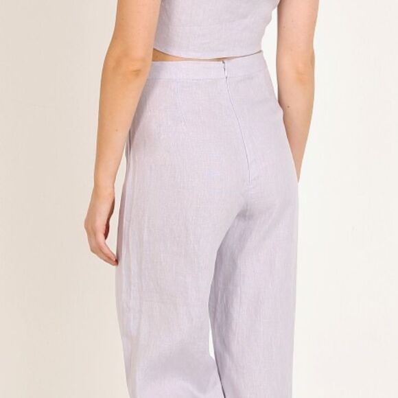 Faithfull The Brand SET Lavender Linen Scelsi Wide Flair High Waist Pants & Top - Picture 11 of 11